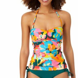 Anne Cole Twist Front Bandeaukini Swim Top | Size XS | NWT | Built-In Cups | Rem